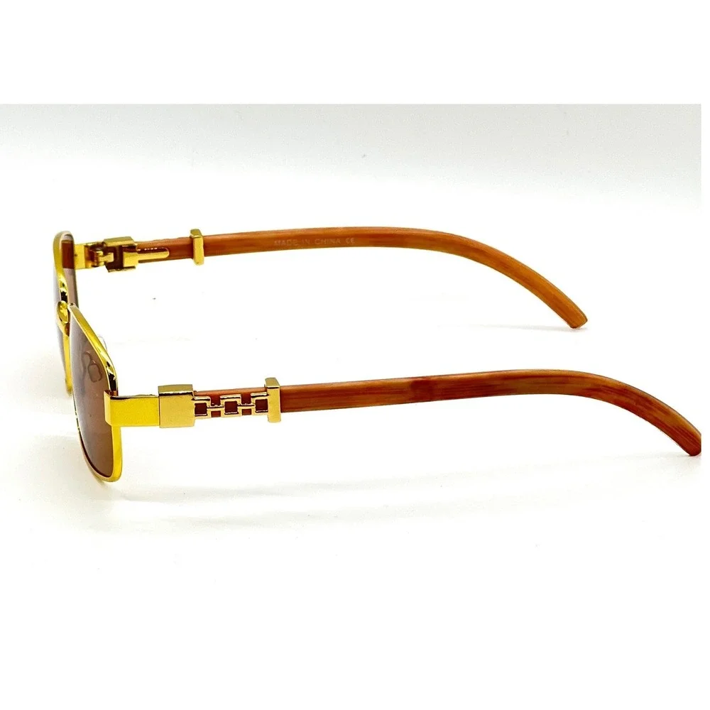 Men's Sunglasses Small Rectangular Sophisticated Gold‎ Brown Lens Square Lentes